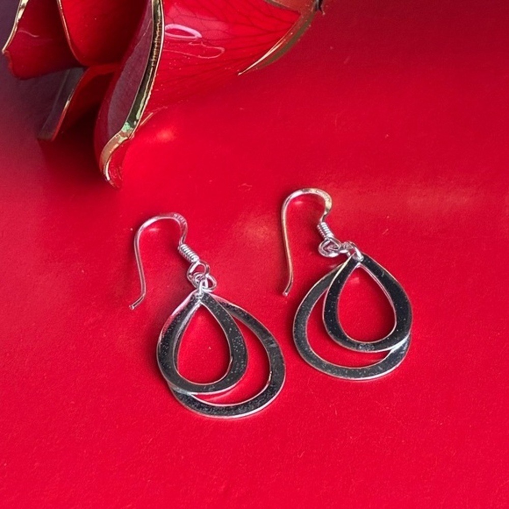 925 Silver Earrings,Elegant Silver Teardrop Earrings